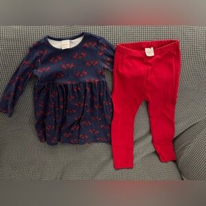 Hanna Andersson- 3T holiday dress & leggings set in organic cotton, gently used.